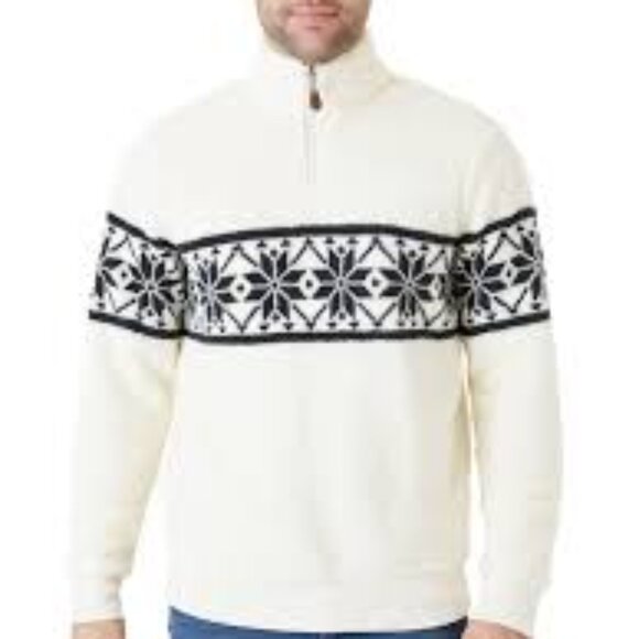 NEW Chaps Men's Fair Isle Quarter Zip Faux Sherpa Pullover Sz 2XL - Picture 14 of 14